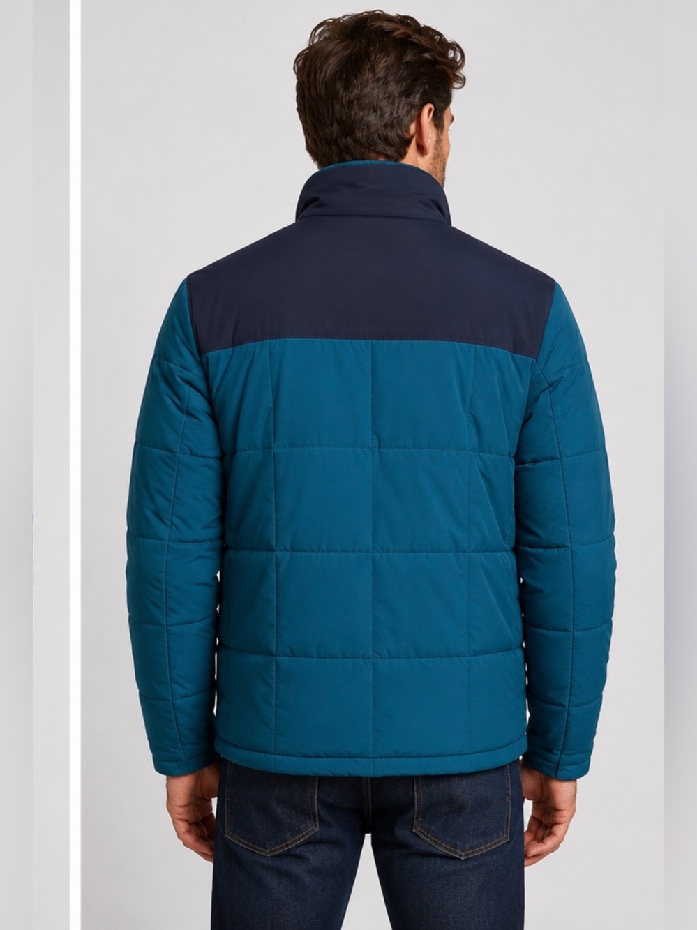 LANDSEND Mens Quilted Stretch Down Jacket With Snap Front 34 to 9 Degrees Temps - Picture 2 of 3